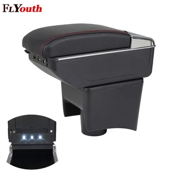 

Armrest Box For Volkswagen Polo Vento 2010-2017 USB Charging LED Light Arm Rest Rotatable Centre Console Storage Box