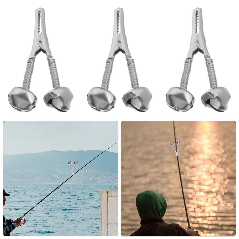 5 Pcs Fishing Alert Bell Clip Stainless Steel Fish Bite Sound