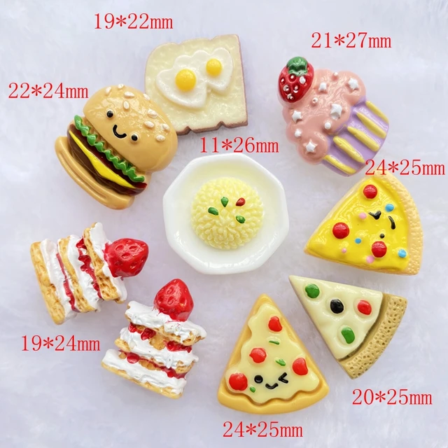 8 db Kézzel Festett Aranyos Vegyes Torta Hamburger Gyanta Dekoráció Kézművesek Lapos Cabochon Scrapbook Diy Díszítések Kiegészítők D90 - Image 3