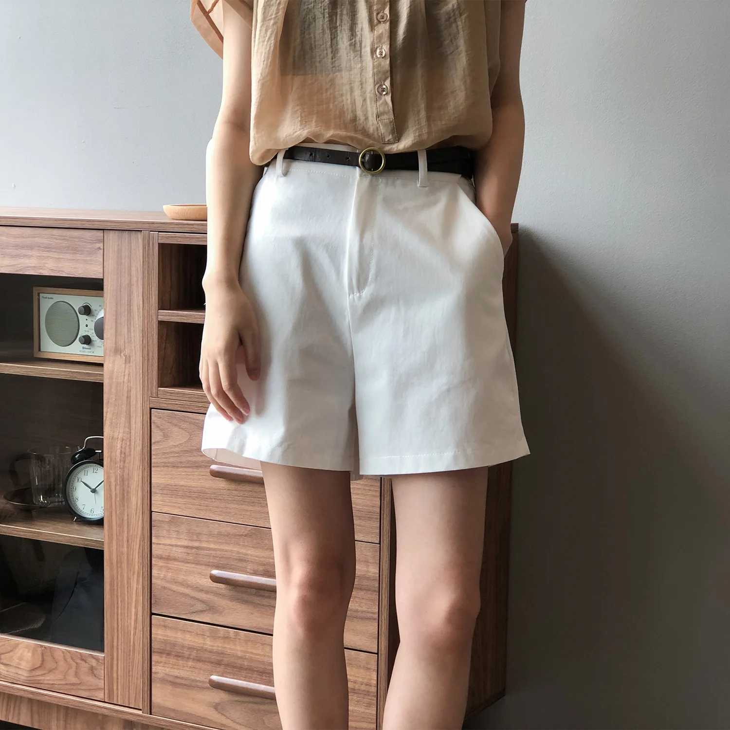 Summer new high-waist shorts women Korean style elastic waist loose wide-leg casual pants nike dri fit shorts