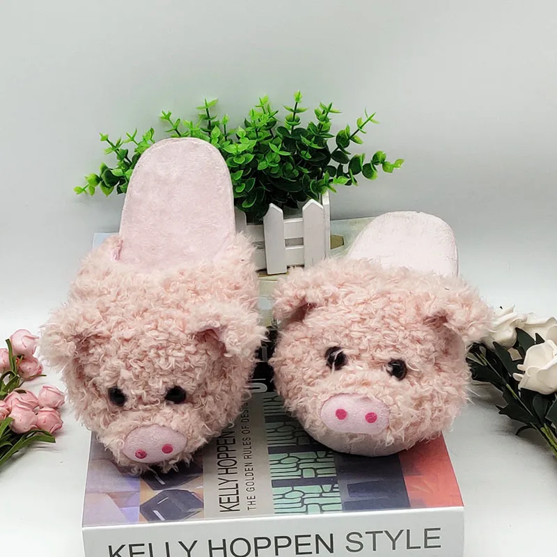 Unisex Cute Pig Animal Slipper For Women Girls Fashion Fluffy Winter Warm Slippers Woman Cartoon House Slippers Funny Shoes