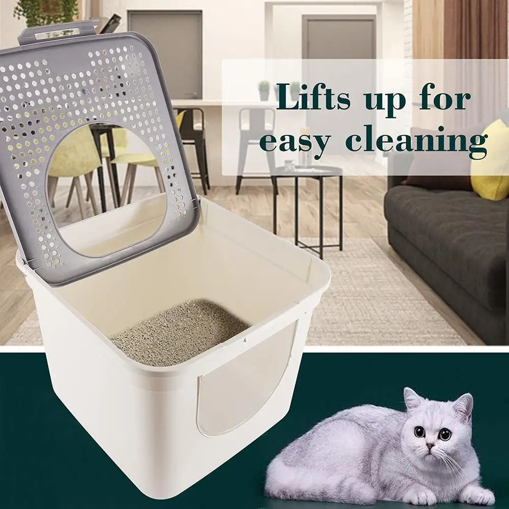 Hooded Cat Litter Box Dual Door Top Entry Front Entry 25L Extra Large Space Splash-Proof Large Covered Cats Litter Tray Toilet Hooded Cat Litter Box Dual Door Top Entry Front Entry 25L Extra Large Space Splash-Proof Large Covered Cats Litter Tray Toilet