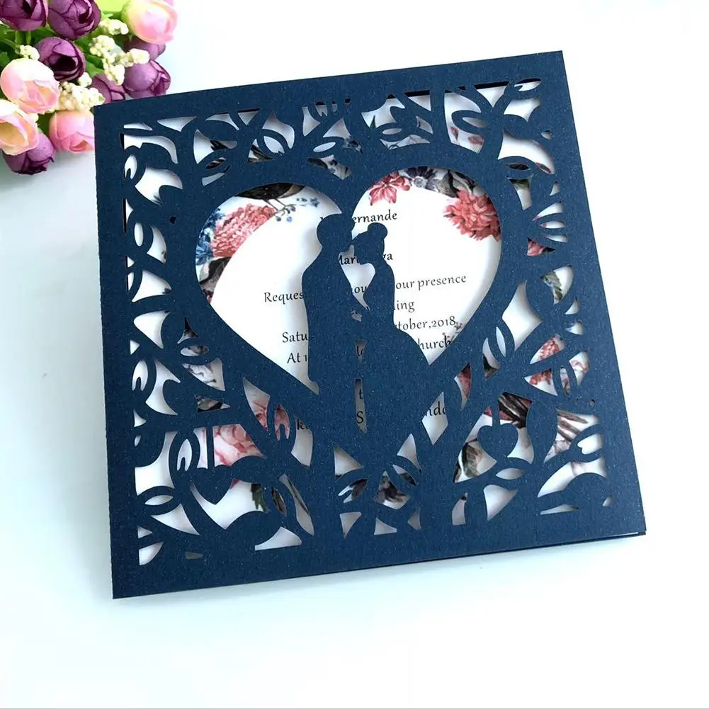  10pcs Laser Cut Bride And Groom Wedding Invitations Cards Greeting Cards Event Party Supplies - 4000283554535