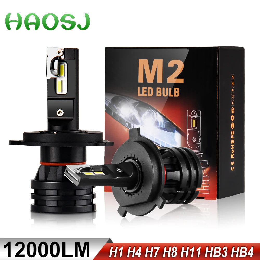 HAOSJ светодиодный налобный фонарь H4 светодиодный H7 автомобилей головной светильник 12V 12000LM 6000K H11 светодиодный автомобильный светильник H3 HB3 9005 HB4 9006 H1 светодиодный H8 туман светильник