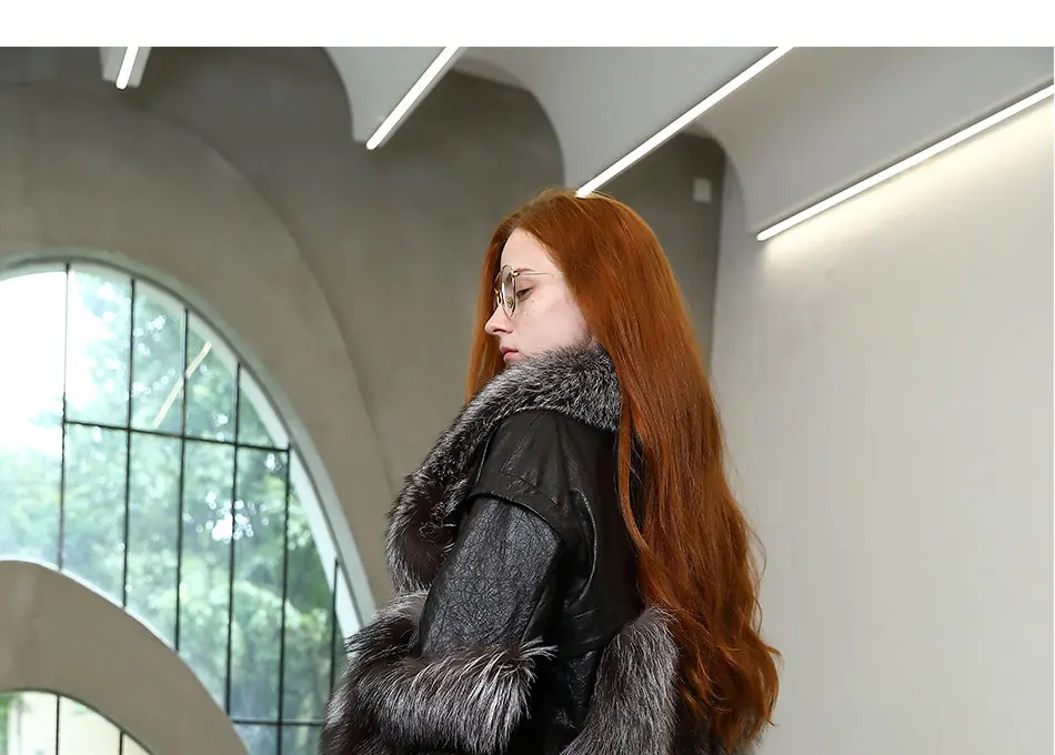 Woman Winter Real Silver Fox Fur Jacket Fashion Sheepskin Fur Coat Plus Size Genuine Lambskin Fur Warm Outerwear ladies parka coats