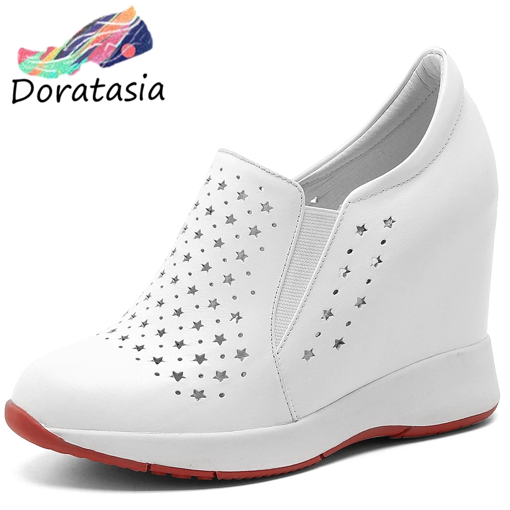 

DORATASIA New Girl Elegant Height Increasing Pumps Spring Breathable Pumps Women 2020 Genuine Leather Hig Heel Shoes Woman
