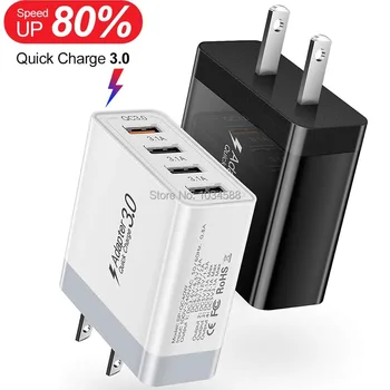 

Universal 30W Quick Charge Eu US 4 Ports Wall Charger Auto Power Adapter For Huawei Samsung Android phone PC