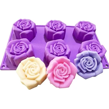 

6 Silicone 3D flower rose cake mold chocolate Mould handmade soap mold DIY Chocolate Cake decor baking mold Accessories