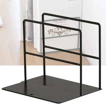 

1 Pair Stationery Supports Anti Slip Bookends Home Organizer Stand Desktop Shelves Decorative Simple Wrought Iron School Office