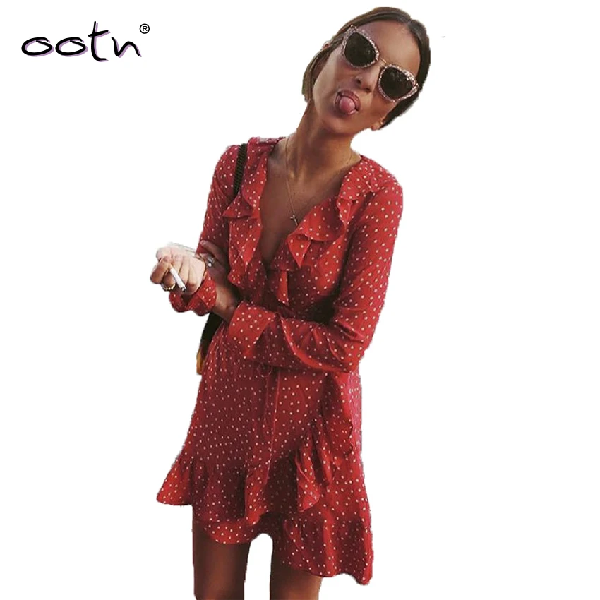 OOTN плиссированное платье с запахом от солнца, красное женское платье с длинным рукавом, Мини Короткое платье со звездами, винтажная туника для женщин, лето, сексуальное, черное, синее