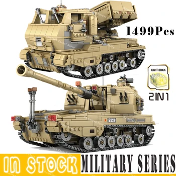 

2 in 1 Tank Building Blocks Toys Cars DIY Mini Sets Vehicle Aircraft Boy Educational Technic Iron Block Military Bricks 1499Pcs