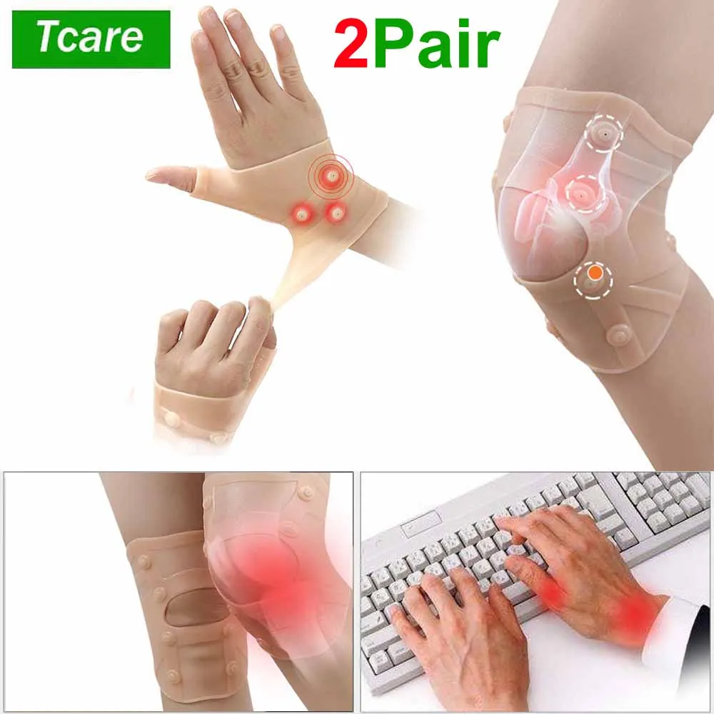 

1Pair Athletic Knee Brace Magnetic Compression Sleeves + 1Pair Silicone Magnets Wrist Brace Magnets Stabilizing Thumb Support