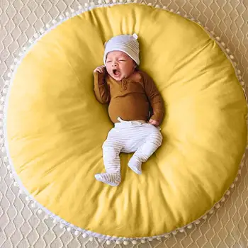 

Baby Round Playing Mat Pure Cotton Woolen Ball Fabric Thickened Children Carpet Kids Play Mat Children's Room Decoration