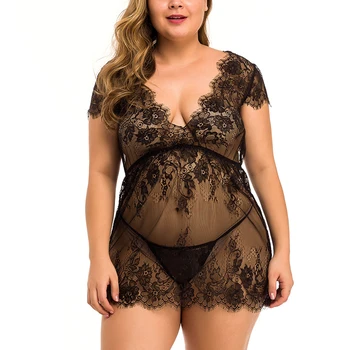 

3 styles XL-4XL sexy lingerie Women's nightgown Lace Mesh Sexy pajamas for women Sleepwear Nightwear woman pajamas