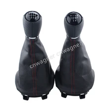 For Seat Leon 1M1 2002 2003 2004 2005 2006 Car Styling 5  And  6 Speed Gear Stick Shift Knob Leather Boot Red Line 12mm Hole