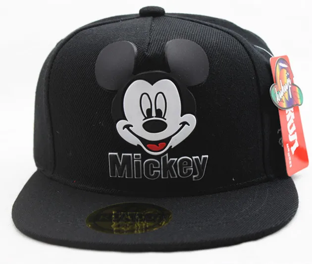 Disney Anime Mouse Mickey Kids Hat Boy Girl Hip Hop Caps With Ears Flat Mickey Minnie