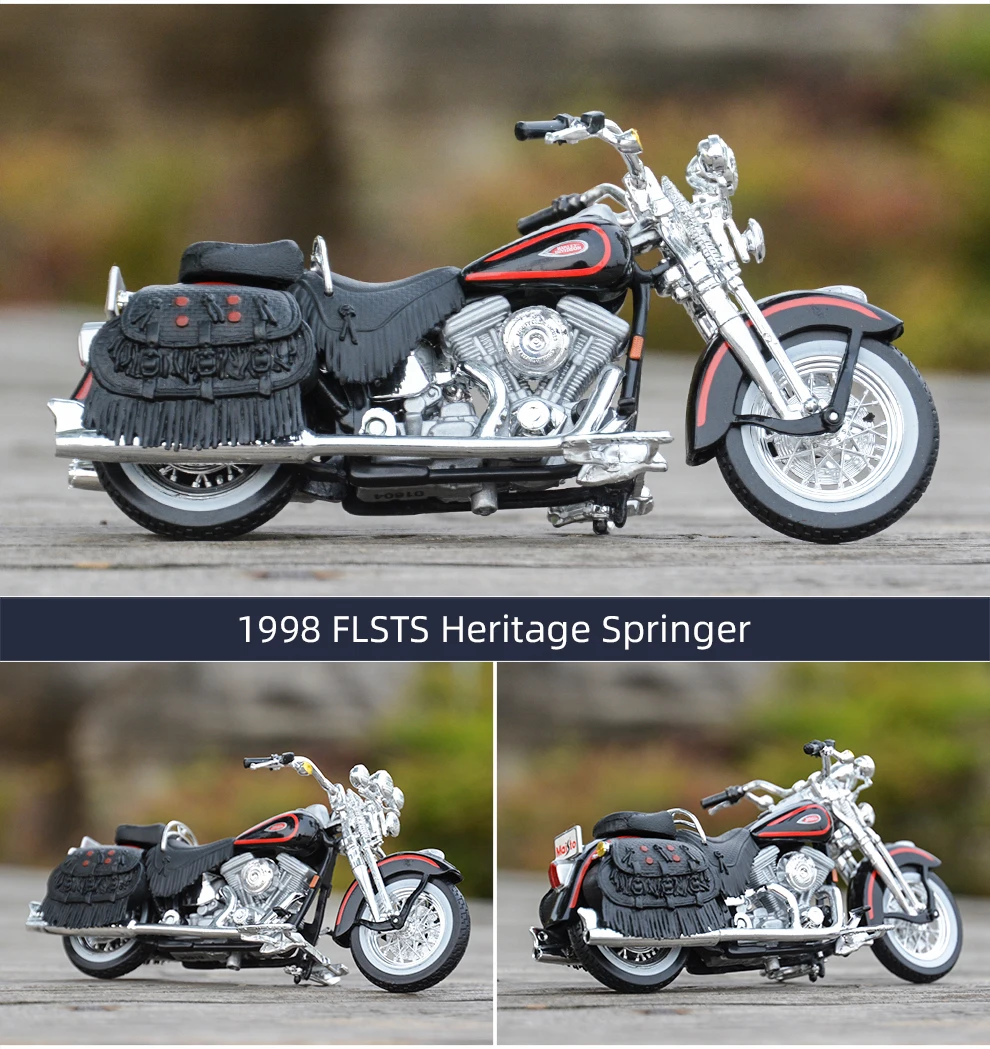 Maisto 1:18 Harley-Davids 1998 FLSTS Heritage Springer Motorcycle Diecast Model 