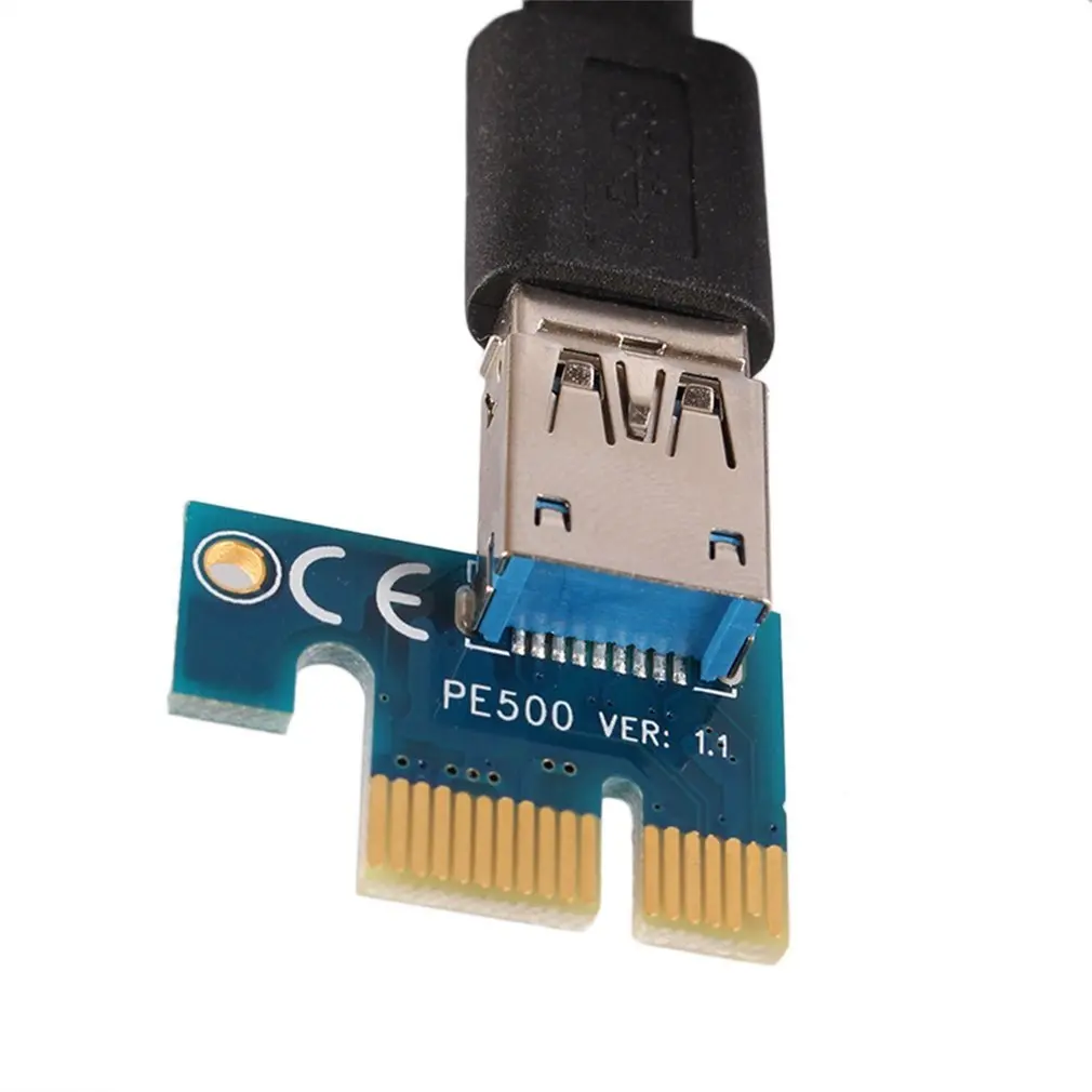 Майнинг видеокарты PCI-E к PCIE удлинитель Riser Card 1X к 16X кабель с 6 Pin к SATA Питание USB 3,0 Шахтерская машина