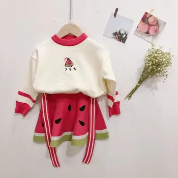 

Kids Two Pieces 2019 Autumn Children's Garment Girls Watermelon Modeling Sweater Suit Baby Lovely Knit Set