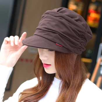 

Cabbie Cap Hat Women Girl Drape Layers Beanie Hat Brim Visor Cap Newsboy Cap