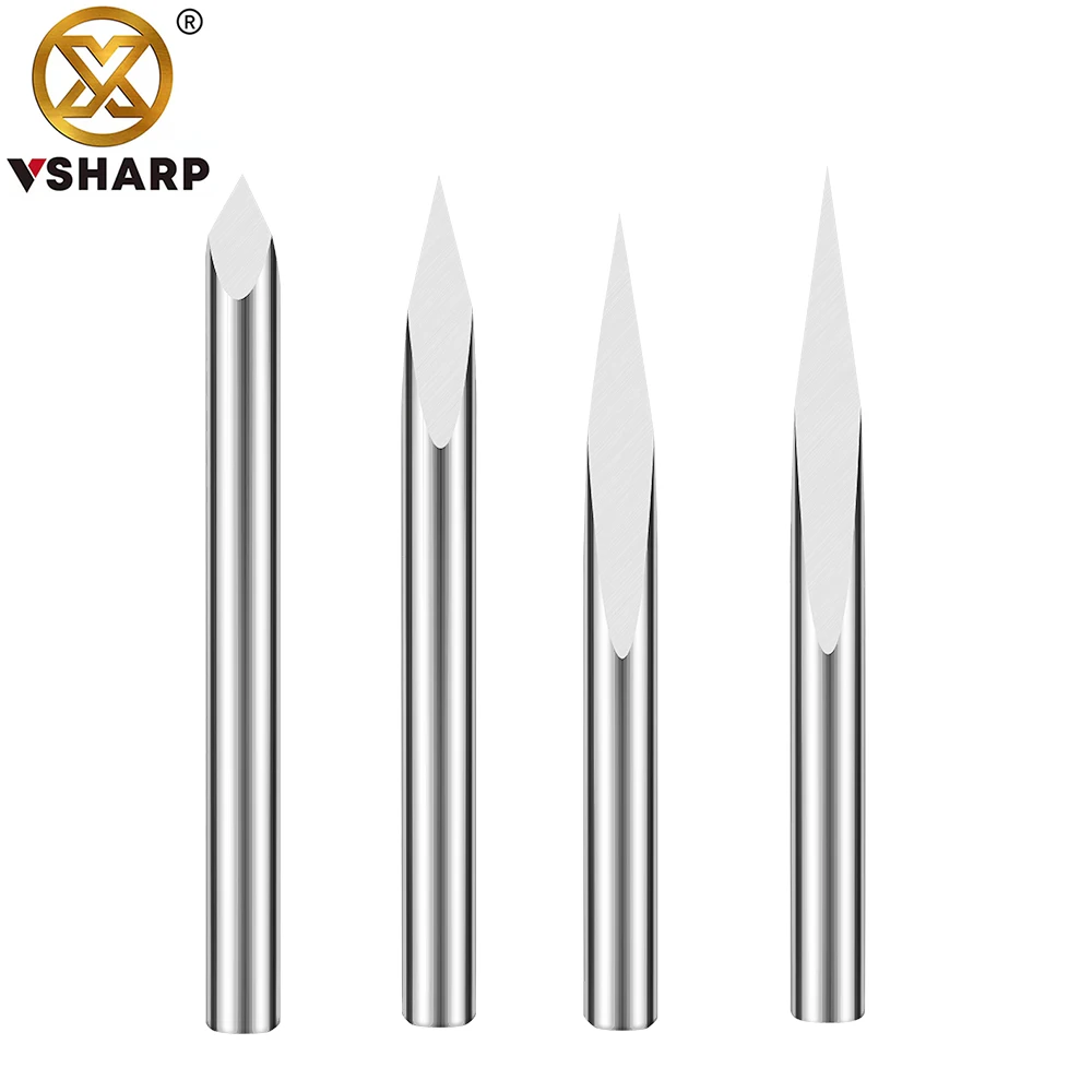

Vsharp 4mm Engraving Bit 3 Edges Carbide CNC Tool 20-90 Degree Milling Cutter for Wood Acrylic PVC Jade Metal Engraving Carving