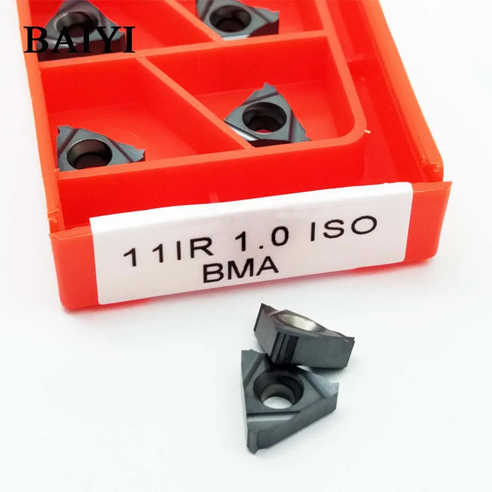 

10pcs carbide threading insert 11IR 1.0ISO BMA lathe thread tool Internal Processing stainless steel and steel 11 ER 1.0