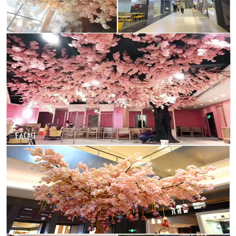 10pcs Silk Cherry Blossom Flower Tree Branches Artificial Sakura Flower Stem 6 colors for Wedding Tree Floral Decoration