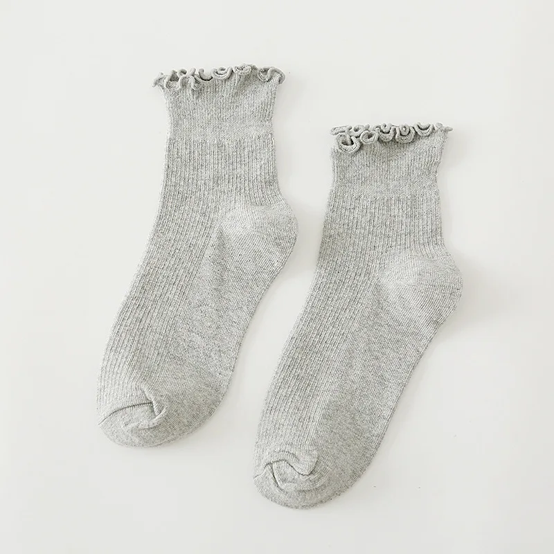 Модные кружевные оборки Мягкий хлопок Для женщин безбортные носки Harajuku Колледж ветер милые носочки для девочек уютный симпатичный Оборками Носки