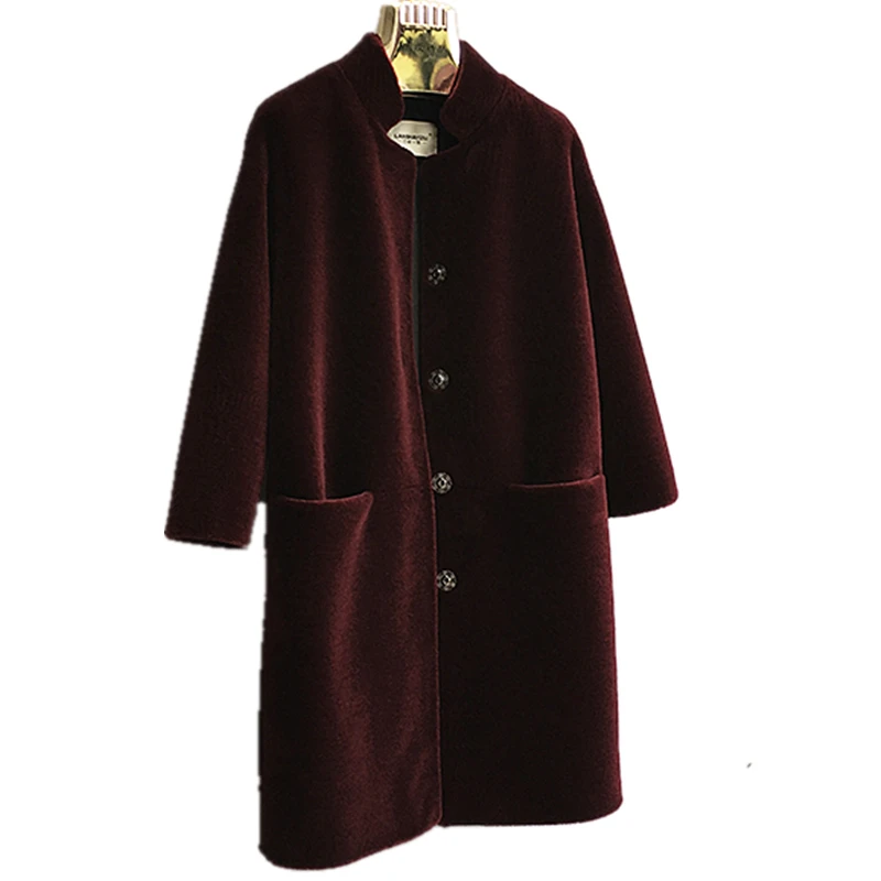 

Plus Size Real Fur Wool Coat Winter Jacket Women Sheep Shearing Clothes Stand Collar Korean 5xl Abrigo Mujer KJ543