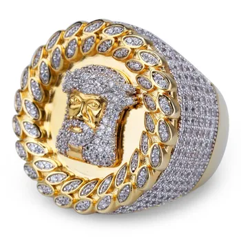 

Men Rings Shiny Micro Cubic Zirconia Copper Jesus Face Punk Finger Jewelry Accessories Hip Hop Rapper Rings 8-12