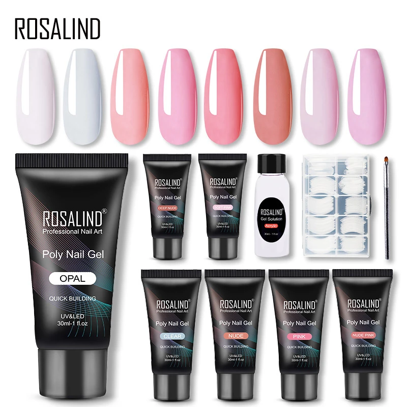 ROSALIND Poly Nail Gel Kit For Nail Art Design Builder For Manicure Nail  Extension Kit Varnish Fast Dry Poly Nail Gel Tool