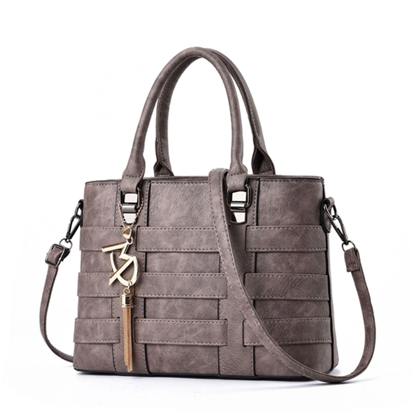 Роскошные сумки, женские сумки, дизайнерская Повседневная вместительная сумка через плечо, модная сумочка с верхней ручкой, сумка-тоут из искусственной кожи, сумки-мессенджеры на плечо - Цвет: Gray