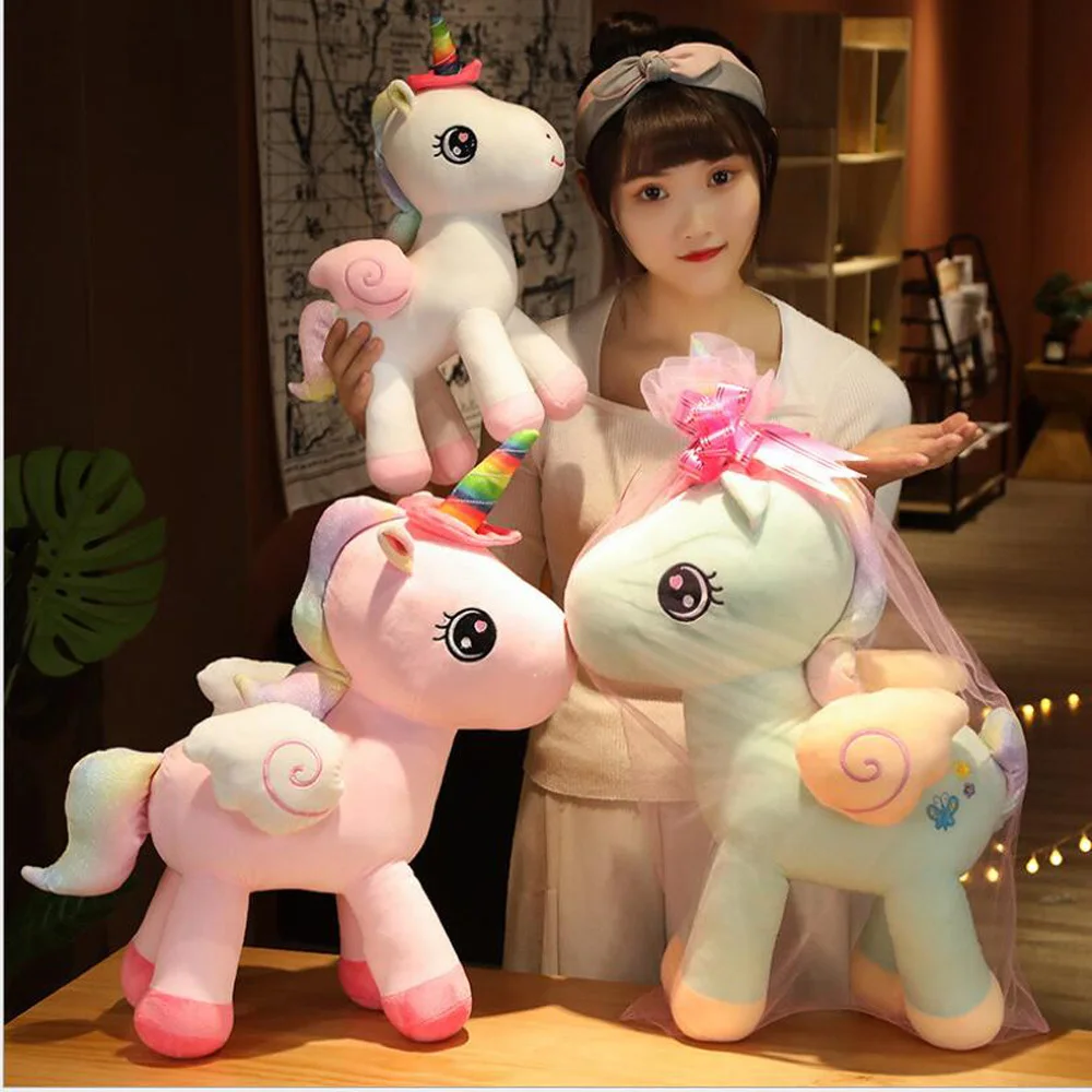 Angel Unicorn Figurine Girl Horse Pillow Birthday Gift Children Stuffed Plush Toy fashion girls sequins unicorn backpacks for children pvc mermaid shiny light schoolbags girls and boys cartoon shoulders bag