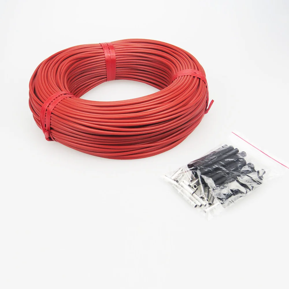 Red Silicone Rubber Far Infrared Warm Floor Room Thermostat Carbon Fiber Heating Cable