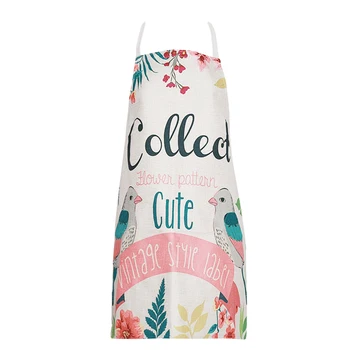 

Cotton Linen Deer Bird Pattern Apron 68* 60cm Woman Adult Bibs Kitchen Home Cooking Cleaning Aprons Kitchen Accessories