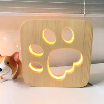 

3D Cartoon Wooden LED Night Light Bedroom Warm-white Desk Lamp Home Decoration Rugged Durable with Long Lasting Life