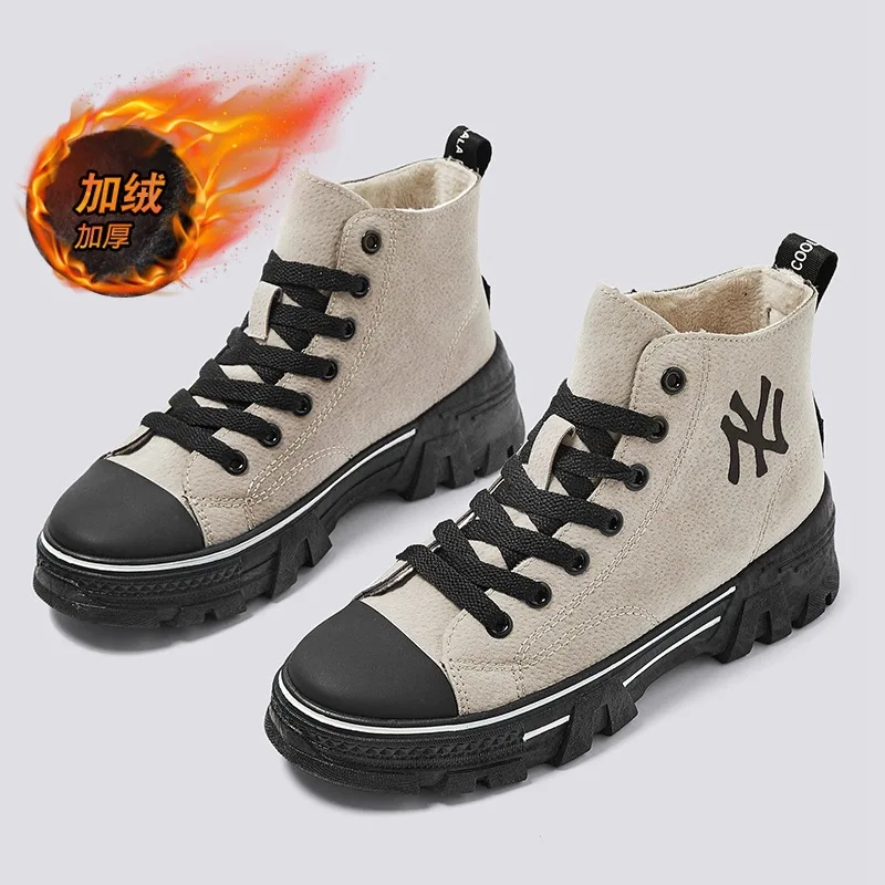 

Hight-top plus Velvet Athletic Shoes Women's 2019 Winter New Style Extra High WOMEN'S Shoes INS Super Fire Fashion mao xie Casua