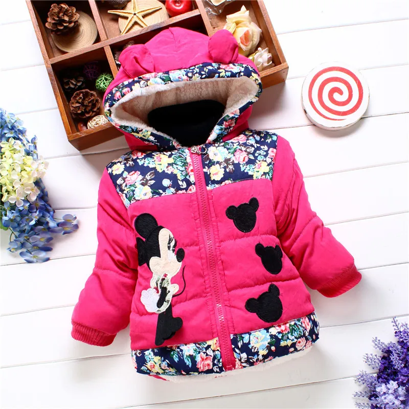 Disney Minnie/зимняя детская стеганая куртка-пуховик детское хлопковое пальто короткая куртка Верхняя одежда с Минни для мальчиков и девочек детские пуховики
