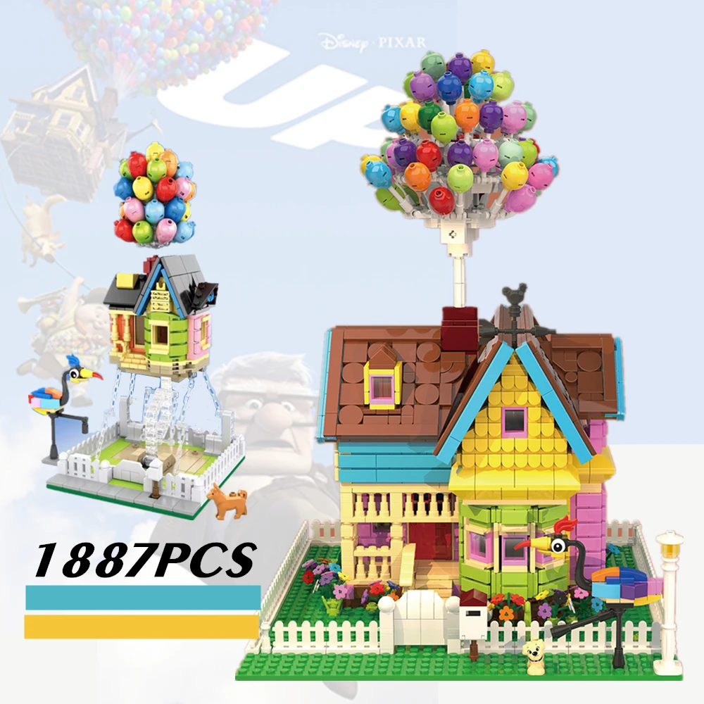 Disney Pixar UP Movie Balloon House Tensegrity Sculptures Anti Gravity Dynamics Balance Building Blocks Classic Bricks Toy Gift | Игрушки и
