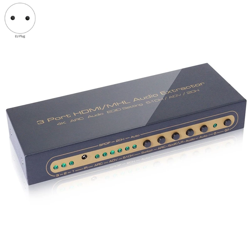 

Unnlink HDMI Switch 3X1 UHD 4K@30Hz 3 in 1 Out Audio Extractor HIFI 5.1 SPDIF Toslink Optical 2RCA ARC for TV Stick EU Plug