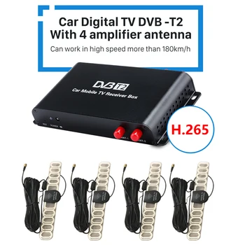 

4 Amplifier Antenna Europe H.265 Car Digital TV Tuner DVB T2 Max 180km/h MPEG-4 USB DVB-T2 Car Mobile TV Receiver Box 1080P HDMI