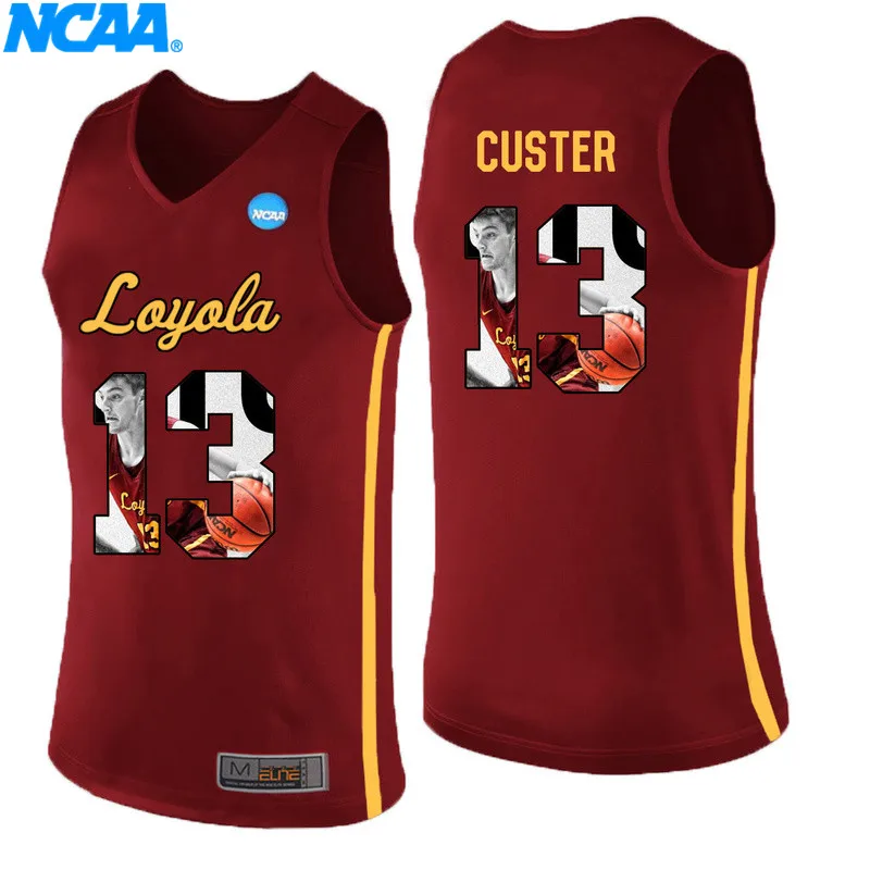 Новое поступление, высокое качество, футболка Loyola(Chi) Ramblers Clayton Custer#13 Ingram#0, спортивные майки, S-XXXL