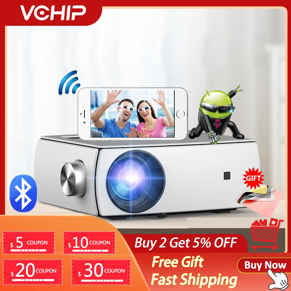 Проектор VCHIP YG430 4K Android 1080P для домашнего кинотеатра зеркальное отображение