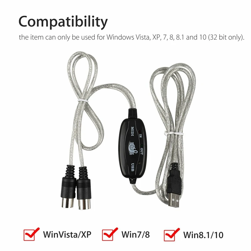 MIDI USB кабель Конвертер Коннектор ПК для синтезатора музыкальная клавиатура