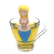 1Pc Mermaid Shaped Tea Infuser Food Grade Silicone Reusable Coffee Tea Strainer Filter Tea Leaves Bag Holder Herbal Spice Tools