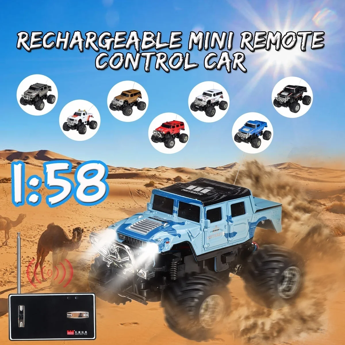 1pcs MINI RC Car 2207 Can Be Charged 1:58 Off-road Vehicle for Children RC Car High Speed Car LED Light Vehicles Gift Toy