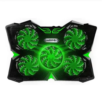 

5 Fans Dual USB Power Supply Laptop Cooling Fan Stand Pad Cooler For Notebook Low Noise LED Light Adjustable Wind Speed