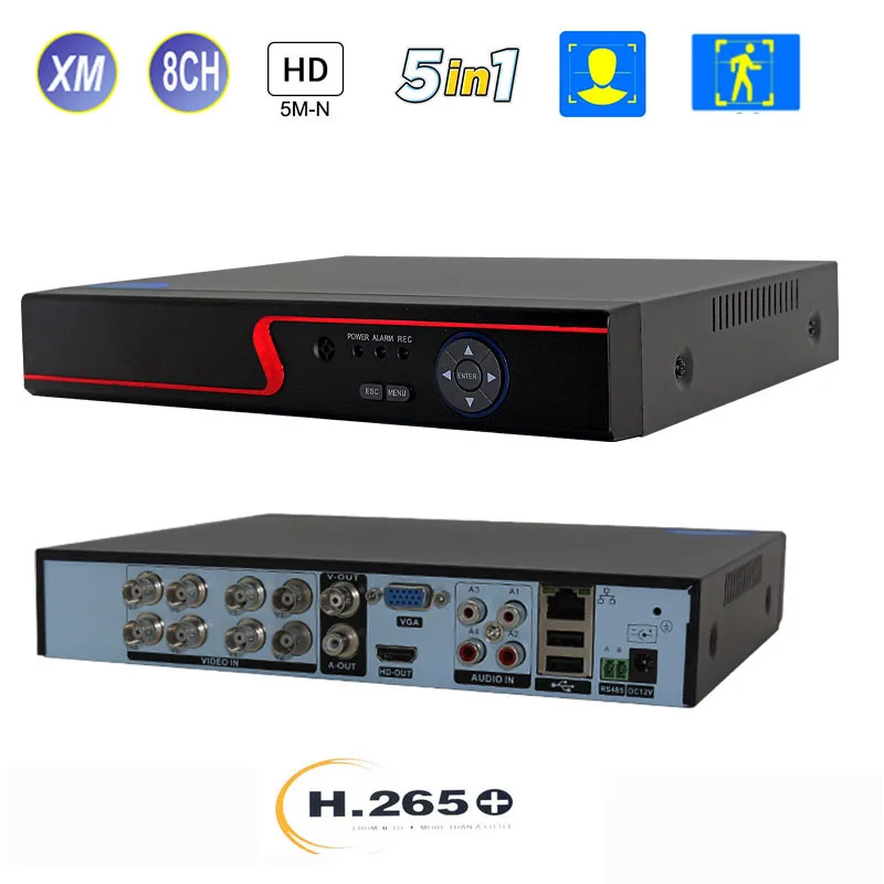 8CH H.265 + DVR 5M-N 4MP 1080P AHD XMeye TVI CVI XVI Аналоговая IP-камера CCTV Видеорегистратор для системы