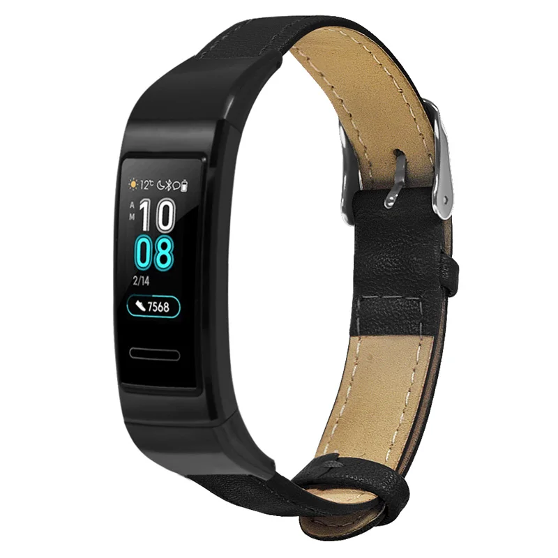Кожаный ремешок для часов браслет на петле для HUAWEI Band 3/3 Pro ING-SHIPPING - Цвет: Черный