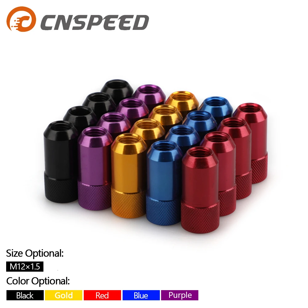 For Toyota Honda Black Wheel Rim Screw Bolts Racing 48mm Lug Nuts 12X1.5MM 20Pcs